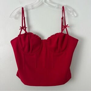 Astr Red Adana Corset Camisole Top Bows